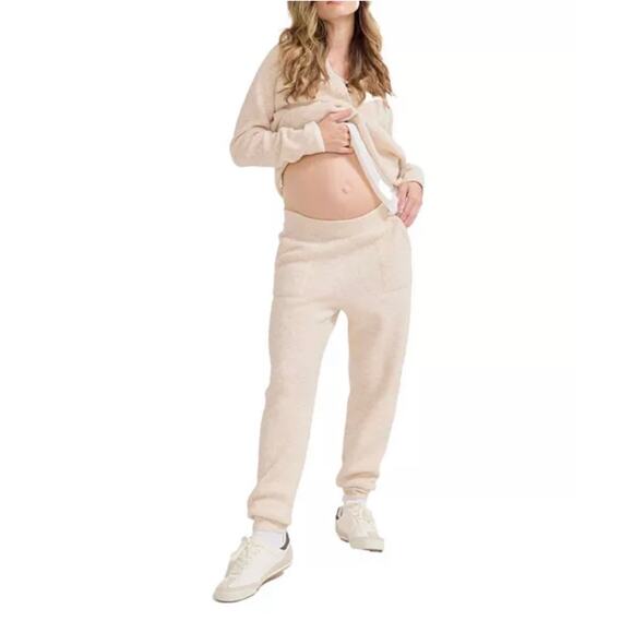 Hatch Pants - HATCH The Cozy Waffle Visitor Hoodie (M) + Maternity Jogger (S) Oatmeal Mélange